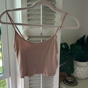 TOP SHOP crop top tan/pink